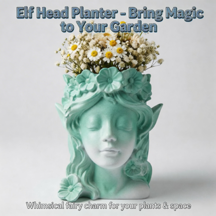 Vintage Elf Goddess Head Planter, Creative Flower Fairy Face Pot for Home Garden Decor