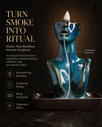 Spirit Flow Backflow Incense Burner Set – Sculptural Burner with 10 Agarwood Cones